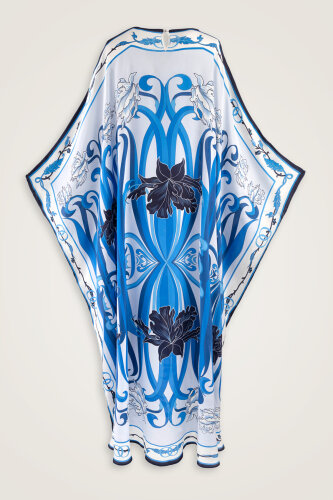 New World Blue Twill Silk Kaftan - 3