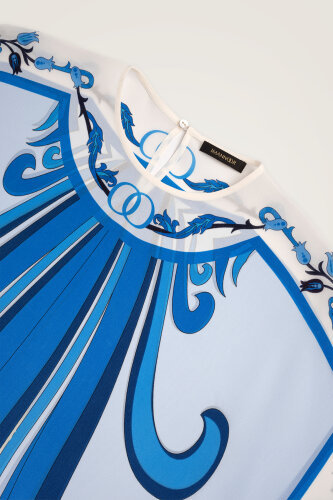 New World Blue Twill Silk Kaftan - 2