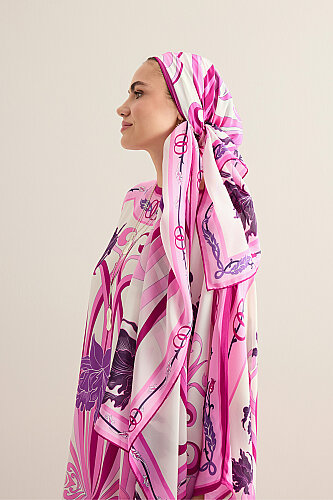 New World Pink Crepe Silk Kaftan Shawl - 5