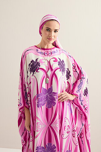 New World Pink Twill Silk Kaftan - 5