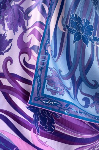 New World Purple-Blue Double-Sided Twill Silk Scarf - 2