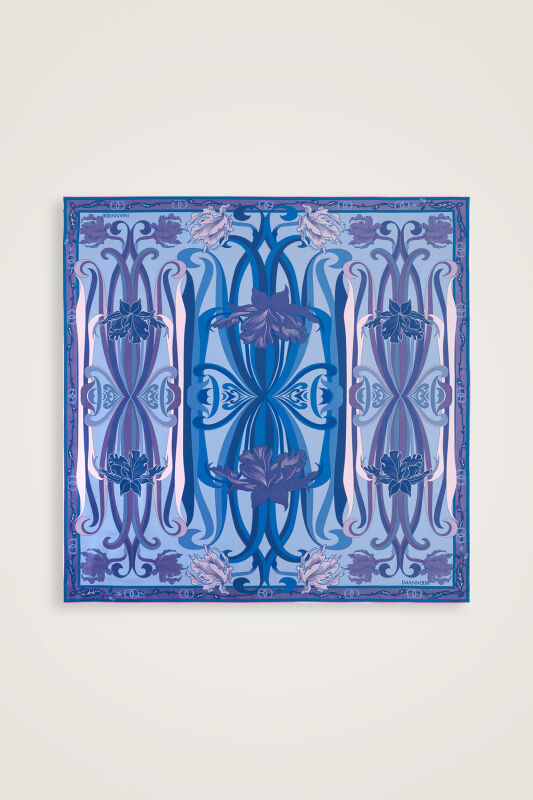 New World Purple-Blue Double-Sided Twill Silk Scarf - 3