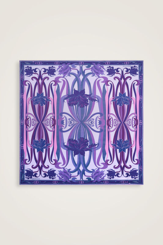New World Purple-Blue Double-Sided Twill Silk Scarf - 1