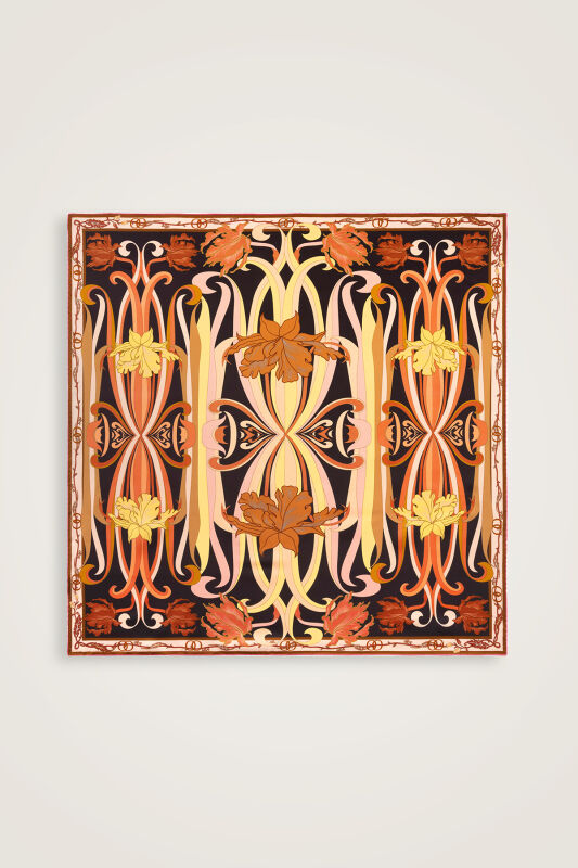 New World Red-Beige Double-Sided Twill Silk Scarf - 3