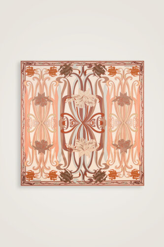 New World Salmon-Yellow Double-Sided Twill Silk Scarf - 2