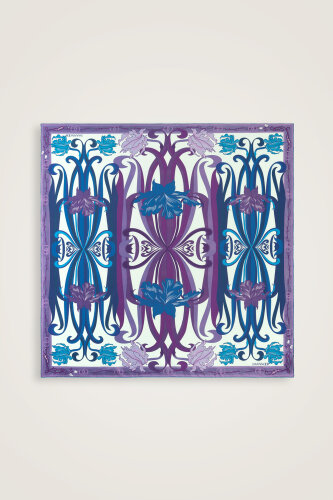 New World Turquoise-Fuchsia Double-Sided Twill Silk Scarf - 5