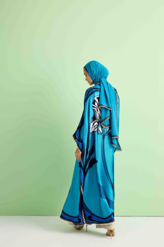 Night Flower Blue Silk Kaftan - 2