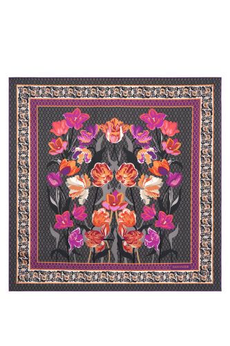 Night Garden Anthracite Silk Scarf - 2