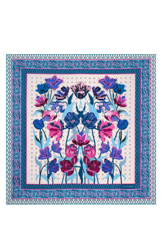 Night Garden Blue Silk Scarf - 2