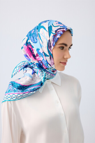 Night Garden Blue Silk Scarf 