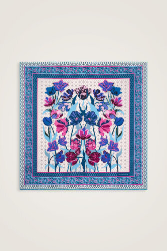 Night Garden Blue Silk Scarf - 2