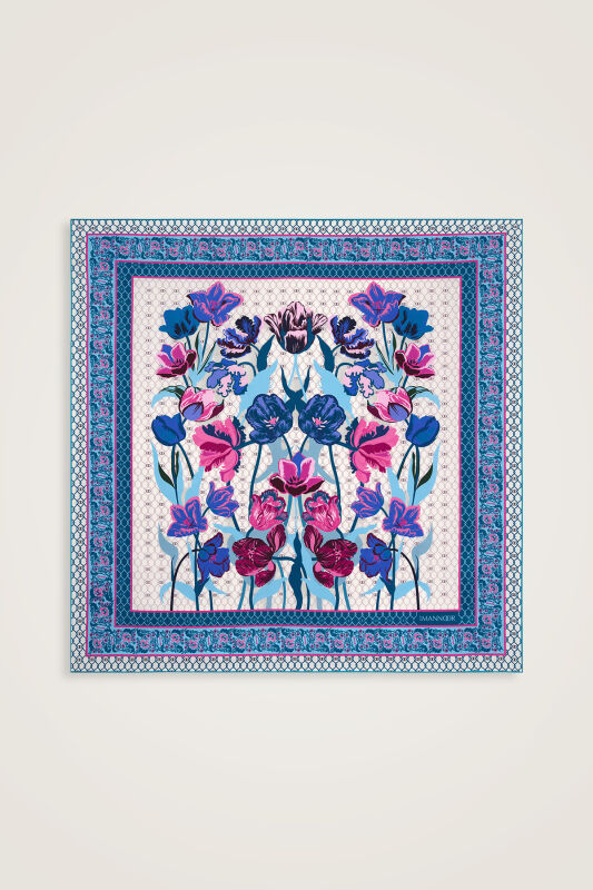 Night Garden Blue Silk Scarf - 2