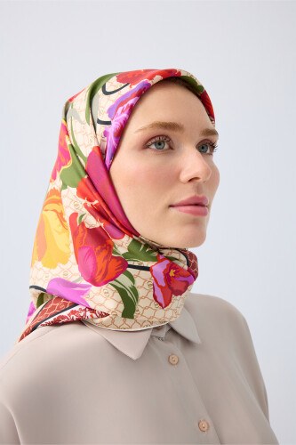 Night Garden Cream Silk Scarf - 5