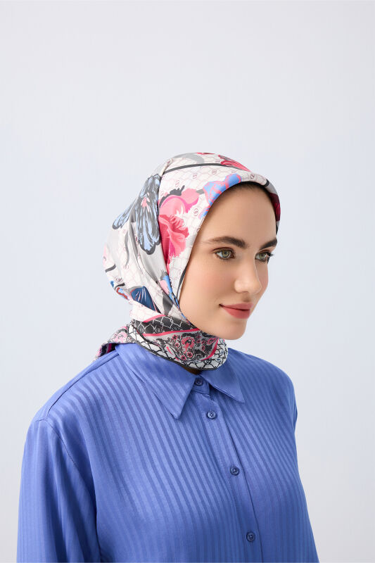 Night Garden Fuchsia Silk Scarf - 1