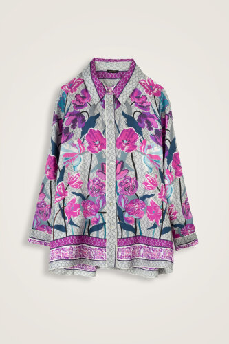 Night Garden Light Pink Silk Twill Shirt - 1