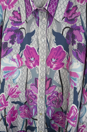 Night Garden Light Pink Silk Twill Shirt - 2