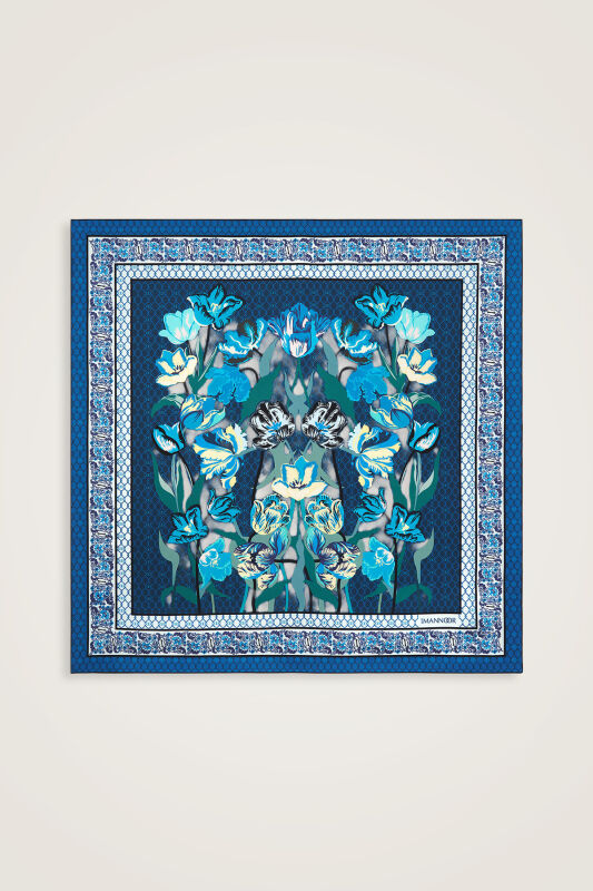 Night Garden Navy Blue Silk Scarf - 2