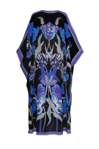 Night Garden Saxe Silk Abaya - 2