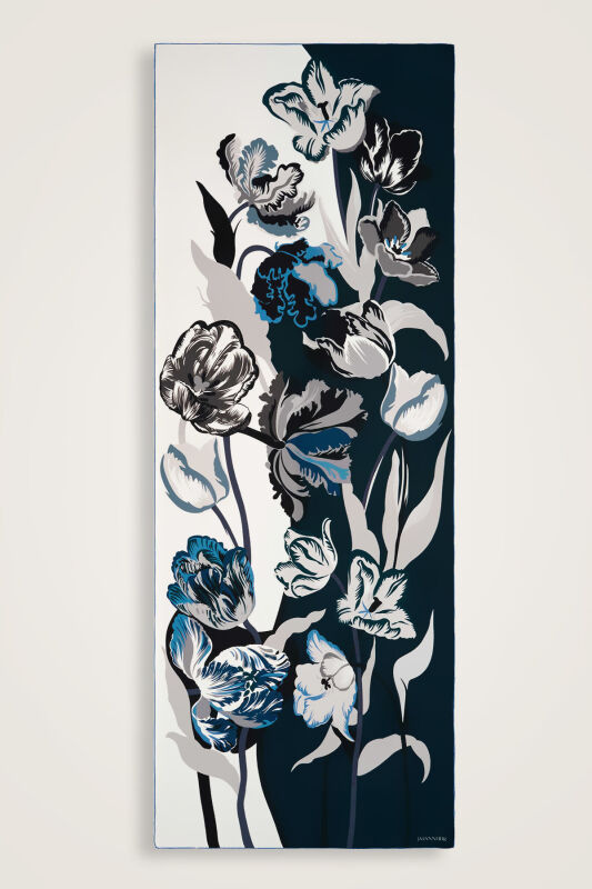 Night Garden Silk Shawl İndigo - 1