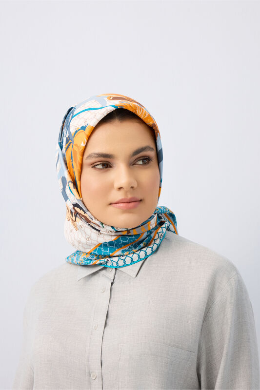 Night Garden Yellow Silk Scarf - 4
