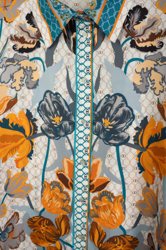 Night Garden Yellow Twill Silk Shirt - 2