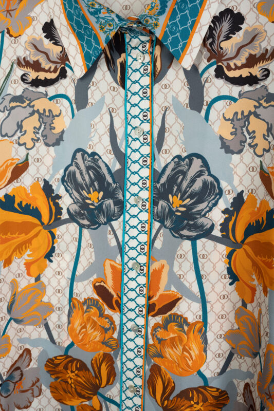 Night Garden Yellow Twill Silk Shirt - 2