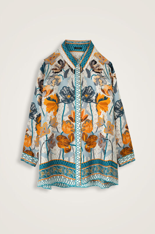 Night Garden Yellow Twill Silk Shirt - 1