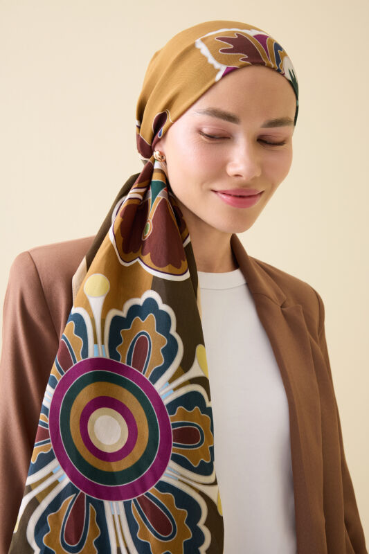 Nilüfer Haki Floş Viskon Şal 70x210 - 6