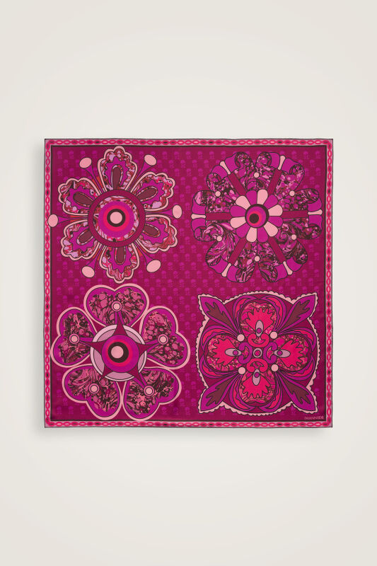 Nilüfer Pembe Tivil İpek Eşarp 90x90 - 2