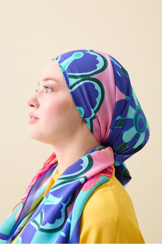 Nilüfer Turkuaz Floş Viskon Şal 70x210 - 5