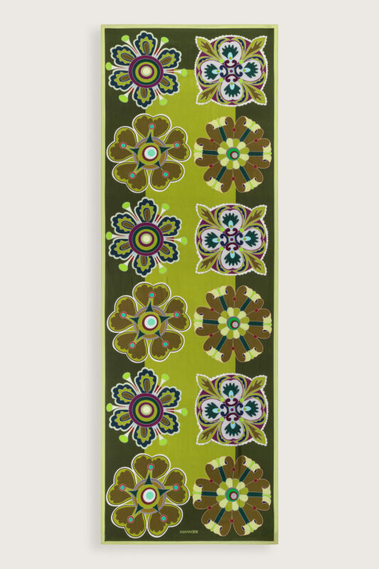 Nilüfer Yeşil Floş Viskon Şal 70x210 - 2