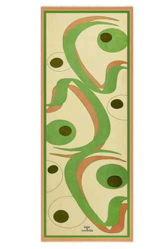 Nokta ve Virgül Yeşil Modal İpek Şal 80x200 - 1