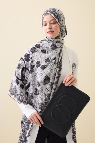 Noor Black Leather Clutch Bag 
