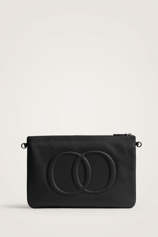 Noor Black Leather Clutch Bag - 4