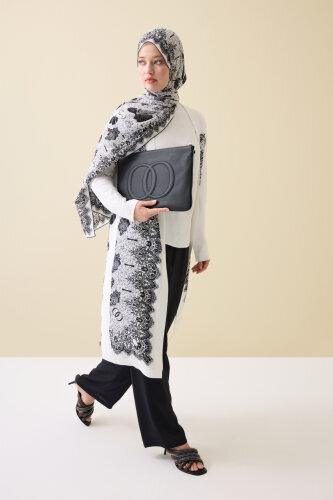 Noor Black Leather Clutch Bag - 3