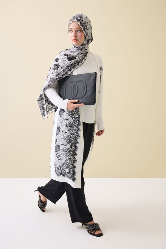 Noor Black Leather Clutch Bag - 3