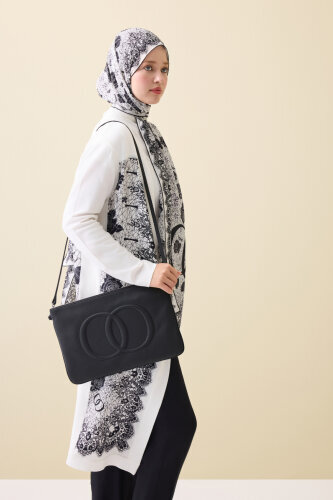 Noor Black Leather Clutch Bag - 8