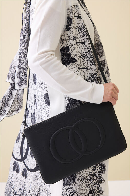 Noor Black Leather Clutch Bag - 5