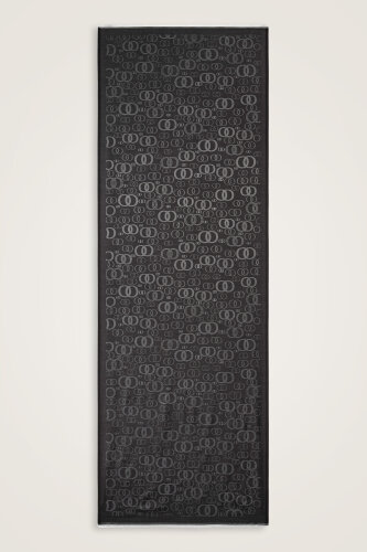 Noor Dark Grey Jacquard Silk Scarf - 2