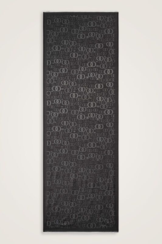 Noor Dark Grey Jacquard Silk Scarf - 2