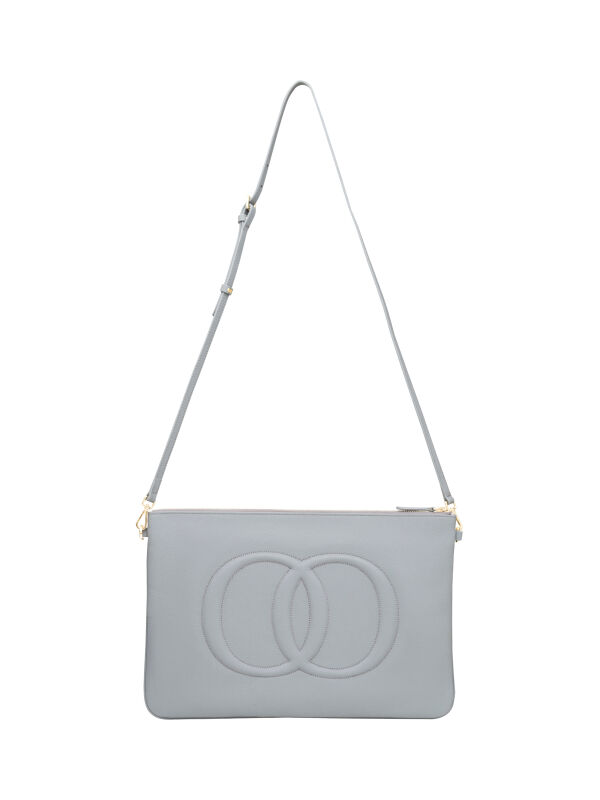 Noor Gray Leather Clutch Bag - 1