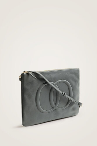 Noor Gray Leather Clutch Bag - 2