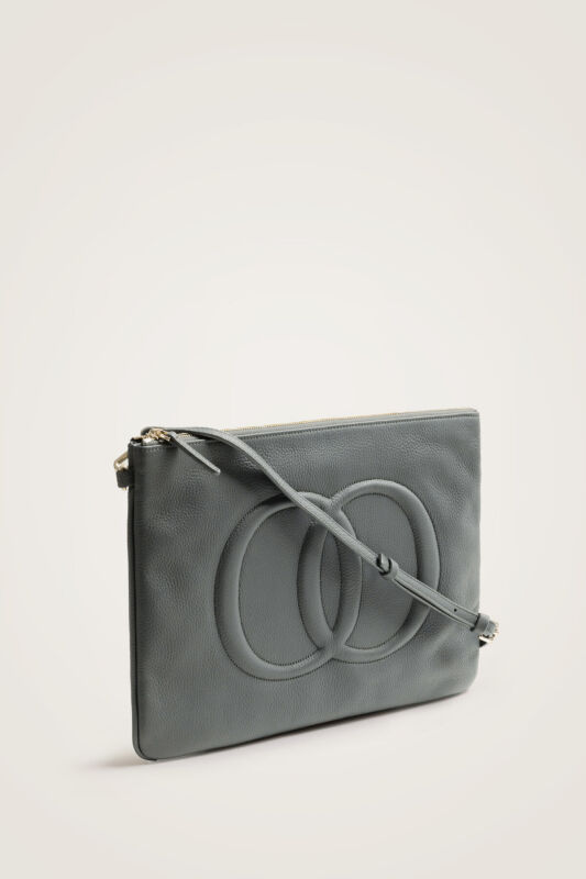 Noor Gray Leather Clutch Bag - 2