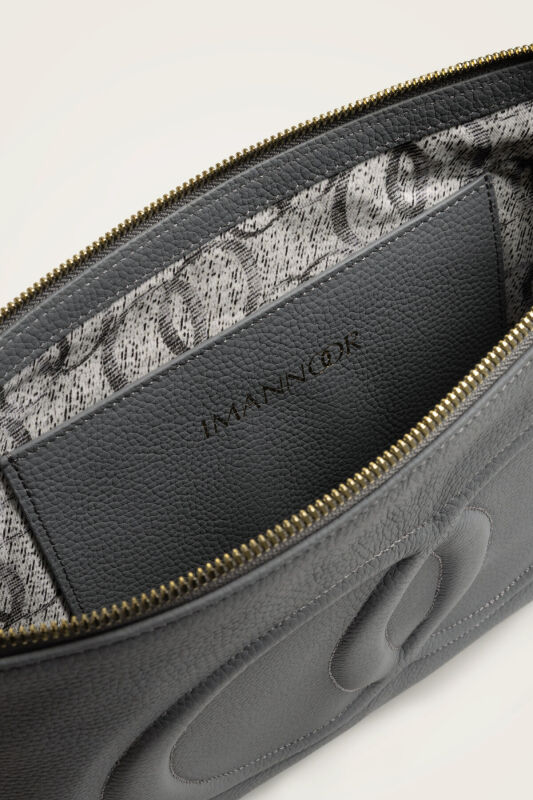 Noor Gray Leather Clutch Bag - 6