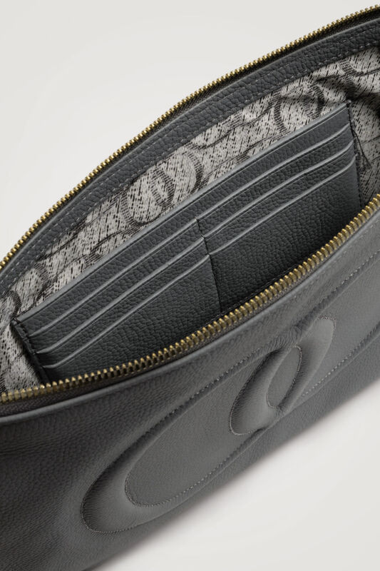 Noor Gray Leather Clutch Bag - 7