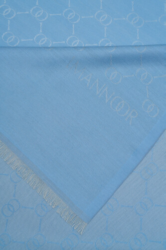 Noor Hexagon Silk Jacquard Shawl Blue - 2