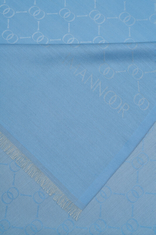 Noor Hexagon Silk Jacquard Shawl Blue - 2