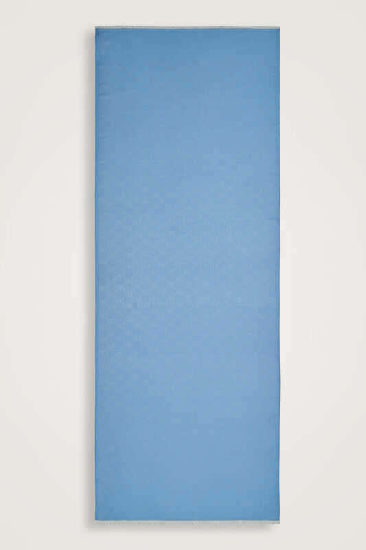 Noor Hexagon Silk Jacquard Shawl Blue - 1
