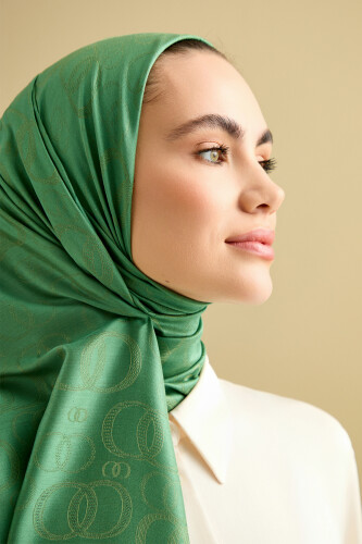 Noor Silk Jacquard Shawl Emerald - 5