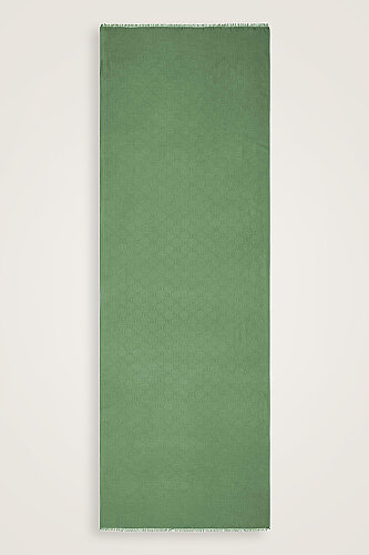 Noor Hexagon Silk Jacquard Shawl Green - 1